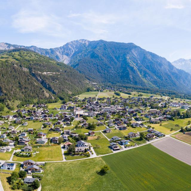 Vue aérienne de Vollèges