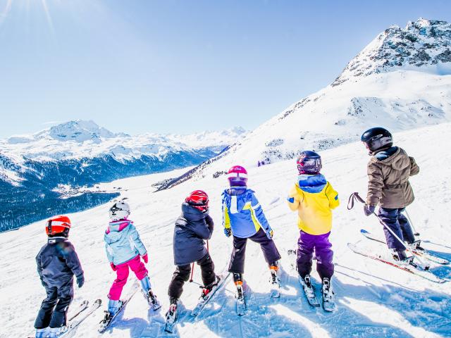 Little Skiers on the Swiss Alps