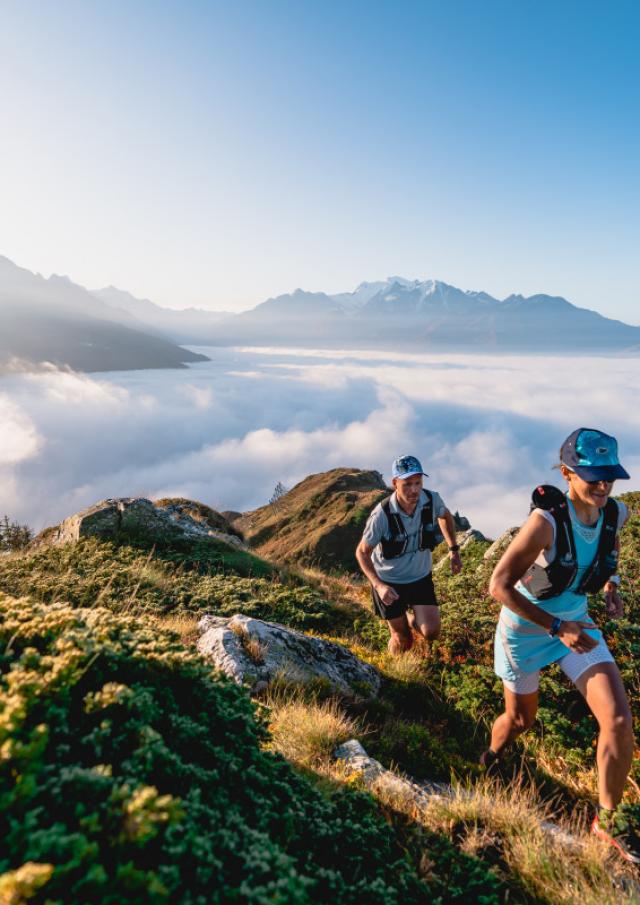 Projet Trail Running avec Emily Vaudan et Yves Maret shooté entre Savoleyres et Brunet