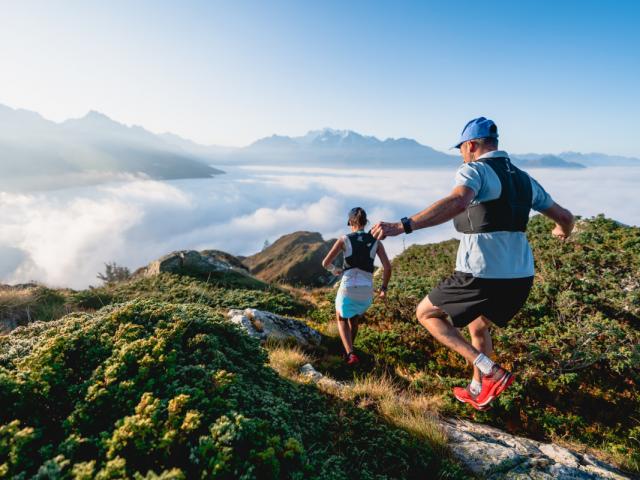 Projet Trail Running avec Emily Vaudan et Yves Maret shooté entre Savoleyres et Brunet