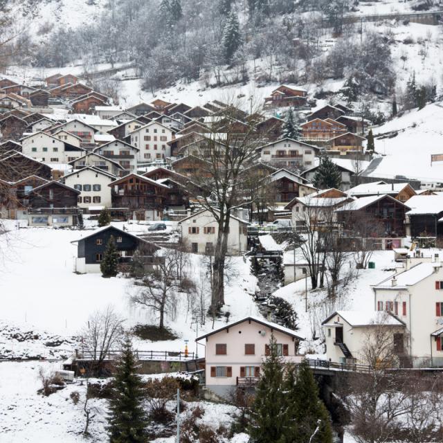 Village Le Châble, neige et ambiance hivernale